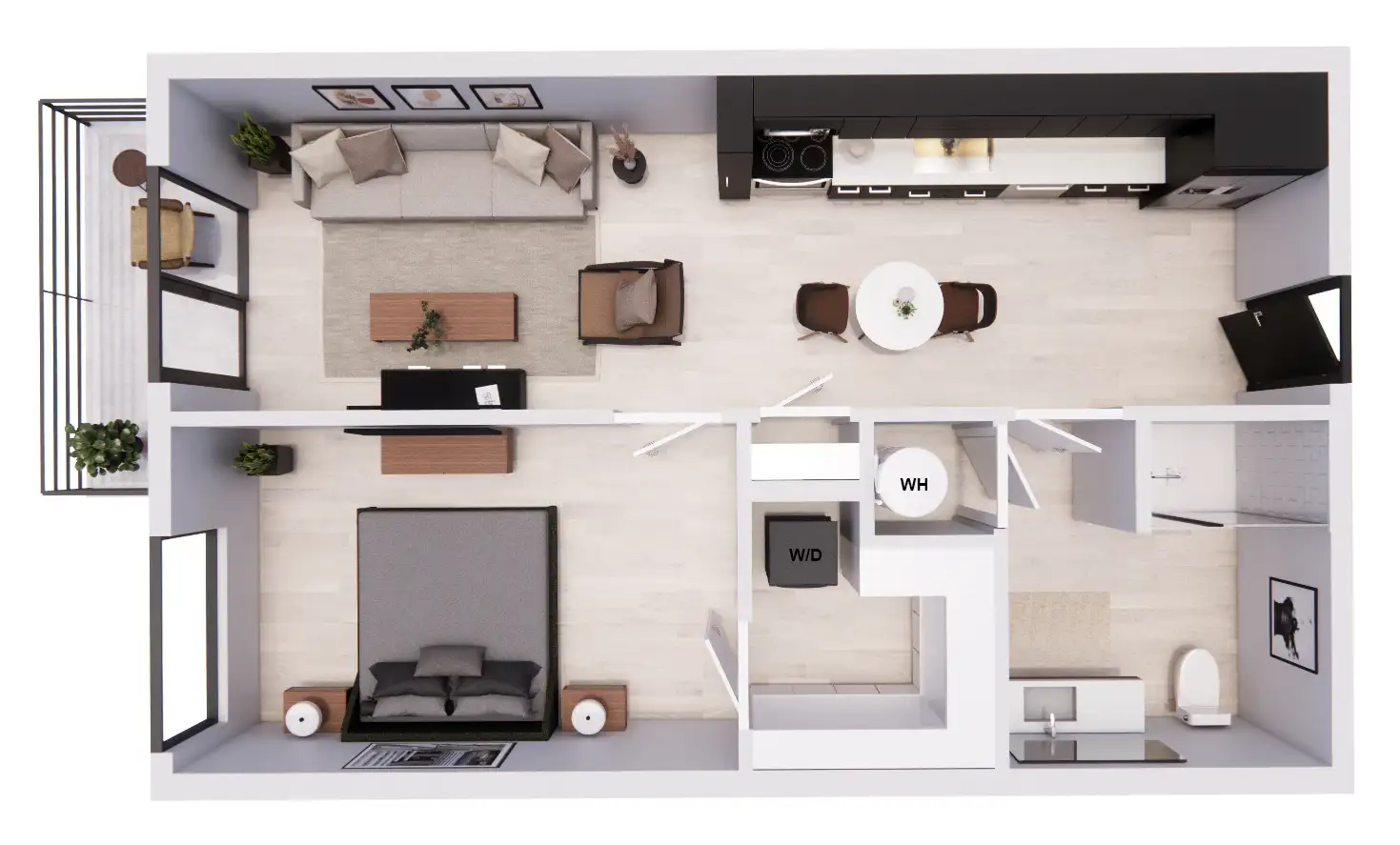 1 bedroom floor plan C