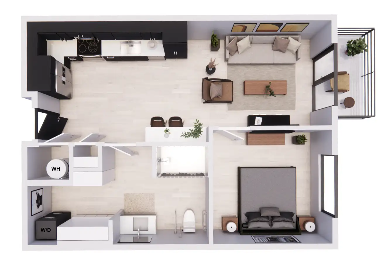 1 bedroom ADA floor plan