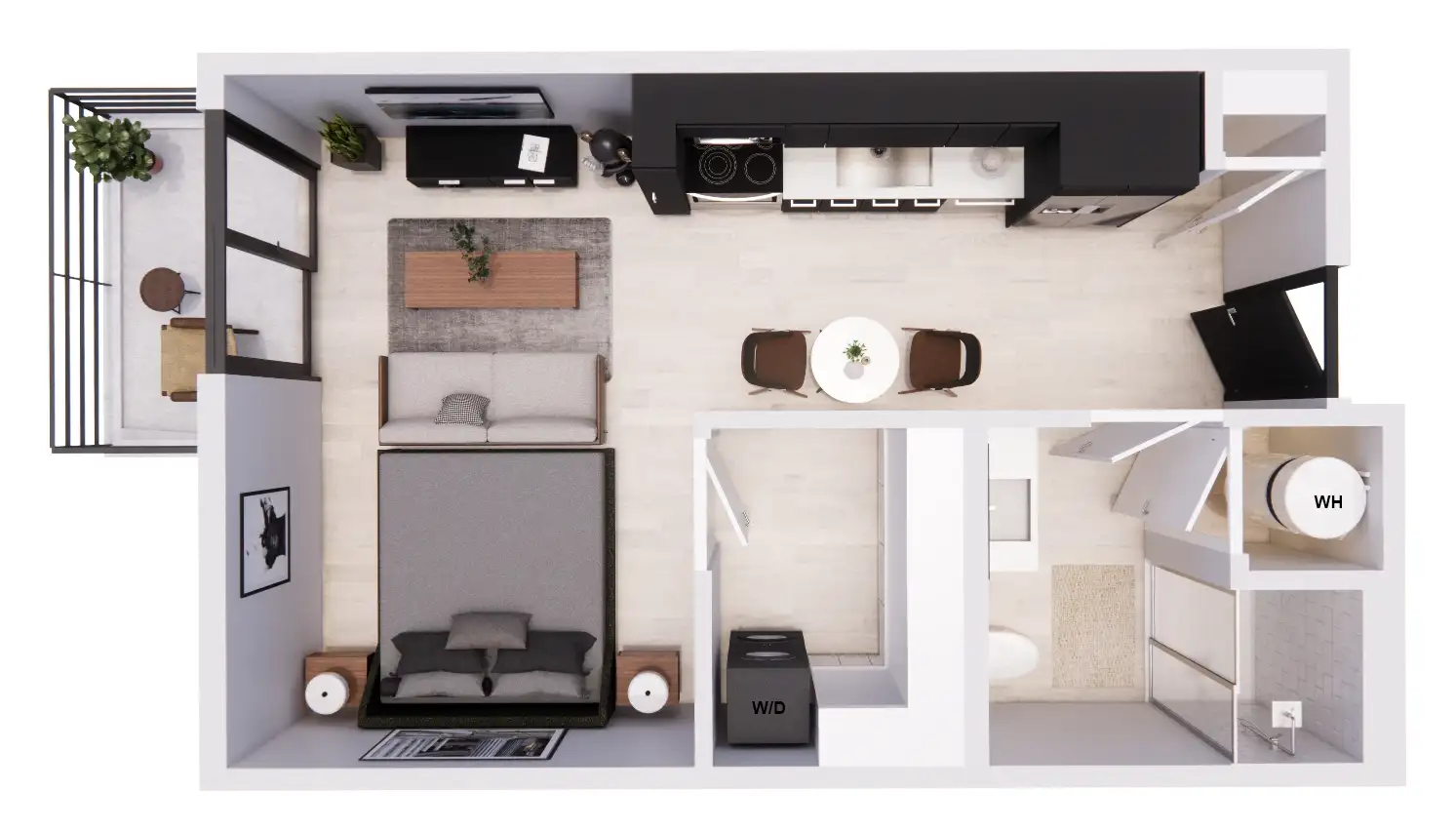 victor idaho apartment studio floor plan E