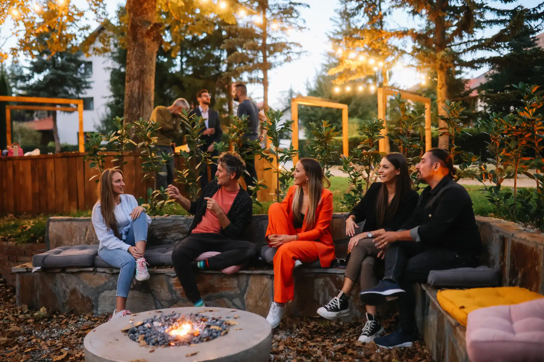 friends around a fire pit