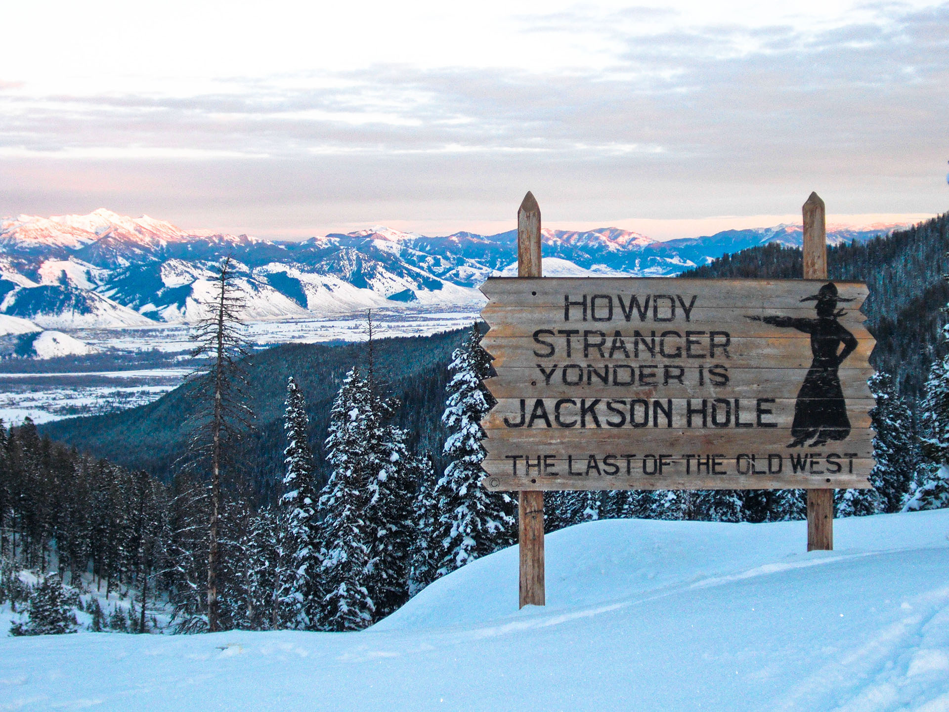 wooden sign at ski resort near Jackson Hole