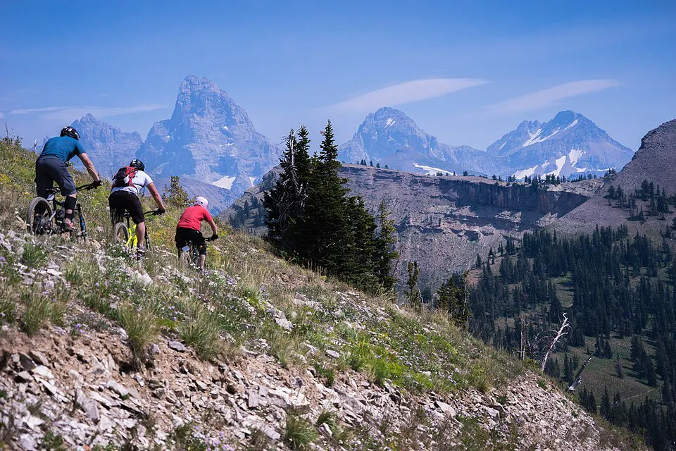 people biking near their apartments for rent near Driggs Idaho